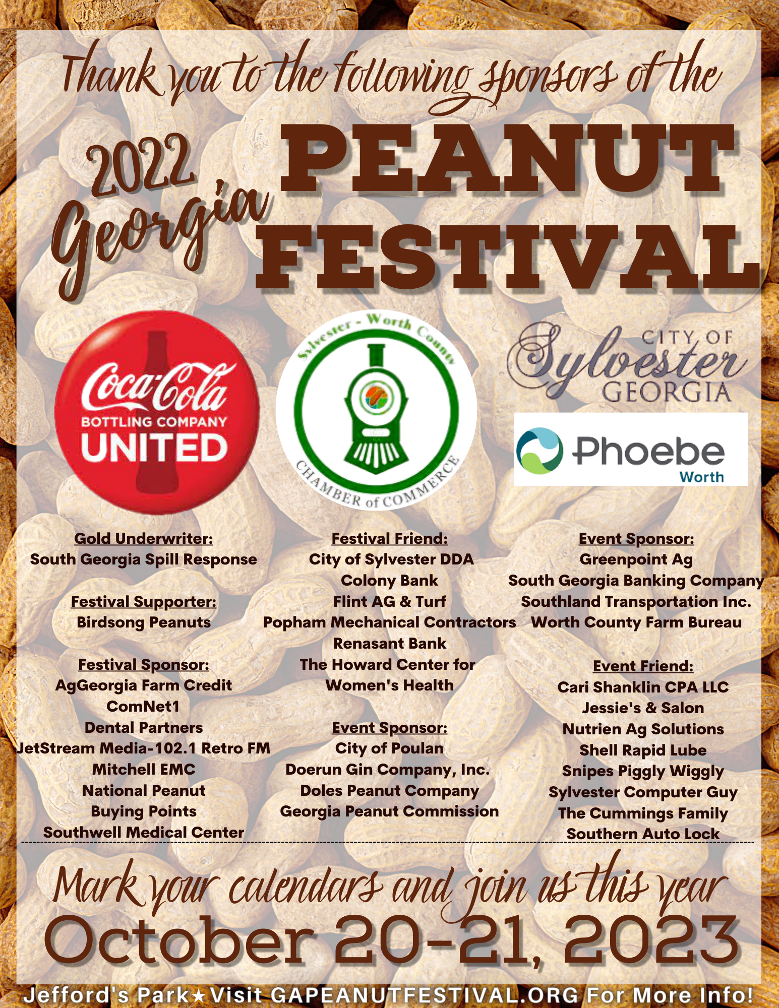 2022 Georgia Peanut Festival Sponsor List Flyer